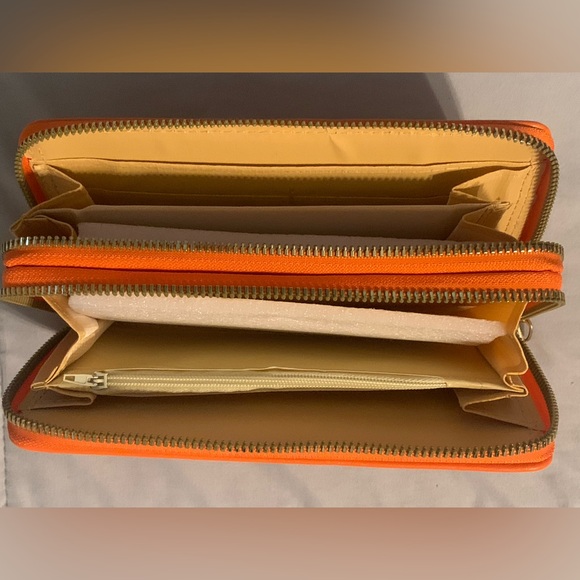 Women’s Auburn Double Zip Around Large Wallet AU Orange Blue NEW 7.5x4x1.5 - Picture 5 of 6